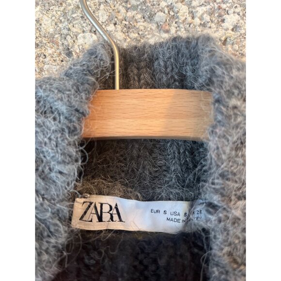 Zara Womens Multicolor Chunky Knit Poncho Sweater W/ Cable Pattern & Turtleneck - Picture 5 of 7